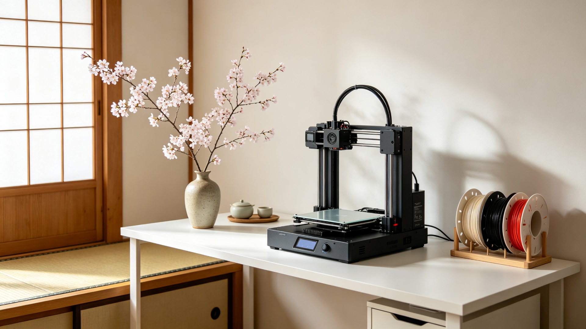A minimalist Japanese-Korean style workspace — precision, cleanliness, and quality are paramount in these markets.