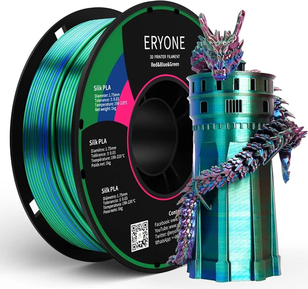 ERYONE Hyper Speed Quadruple Color Silk PLA: Four Colors in One Strand at 500mm/s