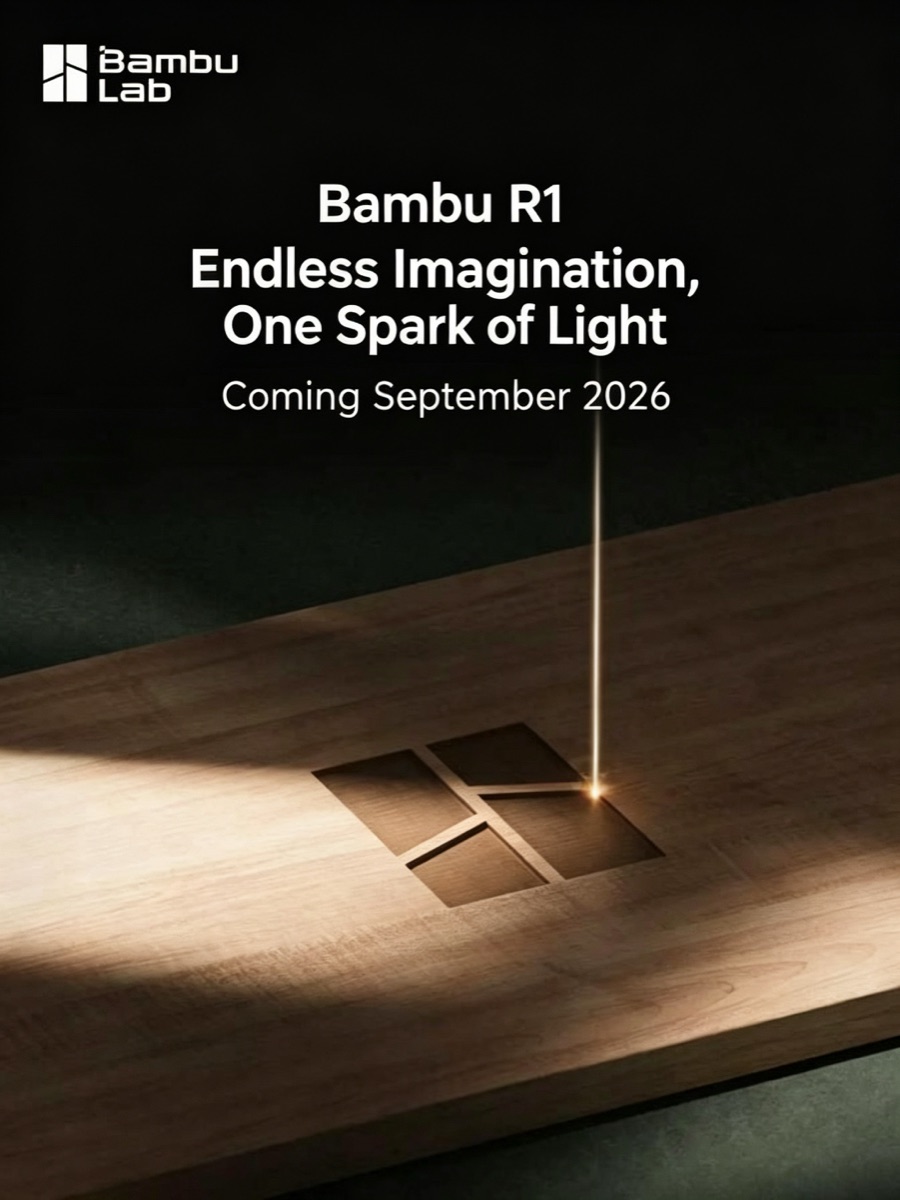 Bambu R1 laser machine teaser — Coming September 2026