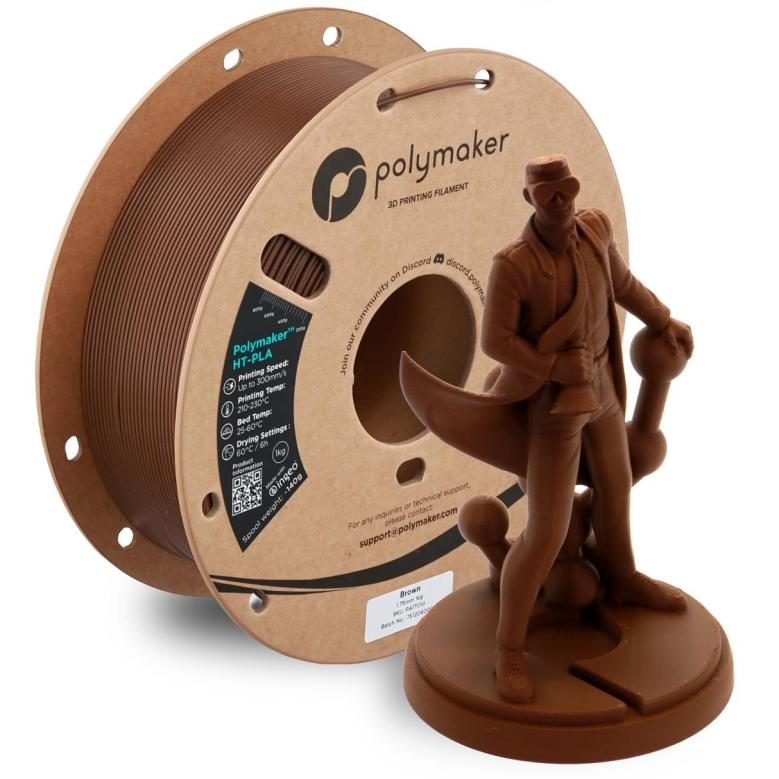 Polymaker HT-PLA filament spool with printed sample