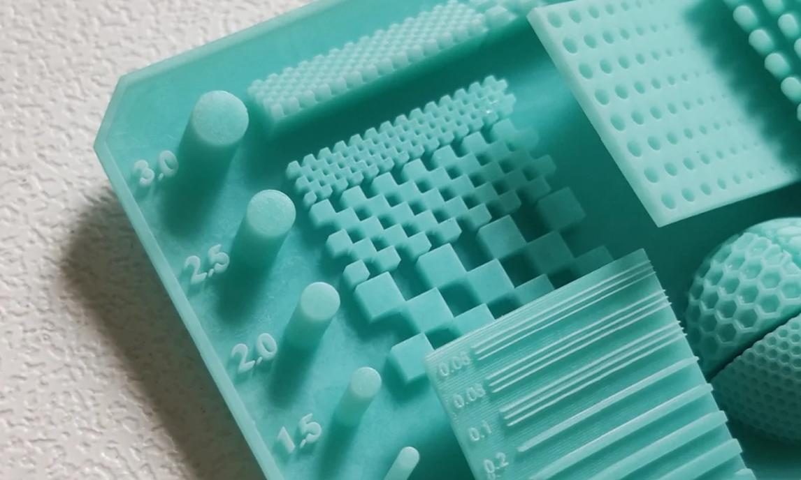 Desktop MSLA resin 3D printer test print with fine detail