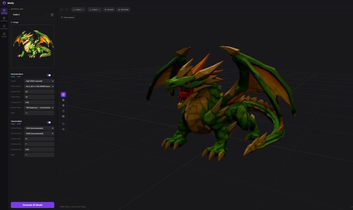 AI tool generating 3D model from image